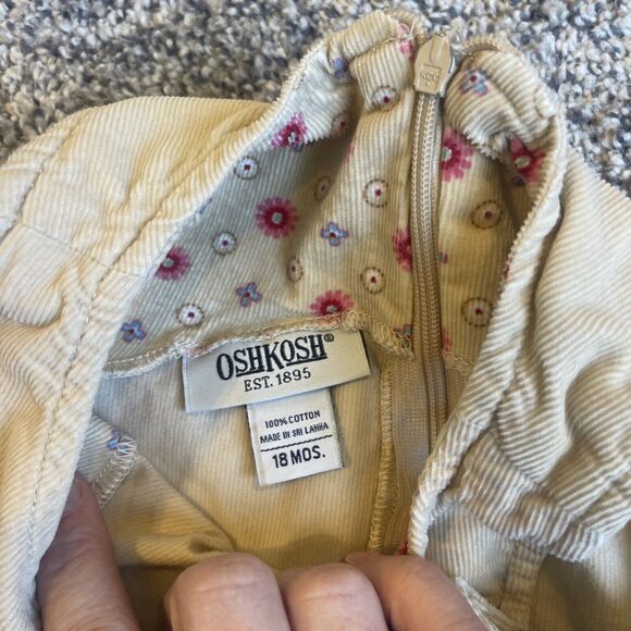 Oshkosh Girl’s 18 Months Sleeveless Corduroy Dress Ruffle Floral Hem - Picture 4 of 7